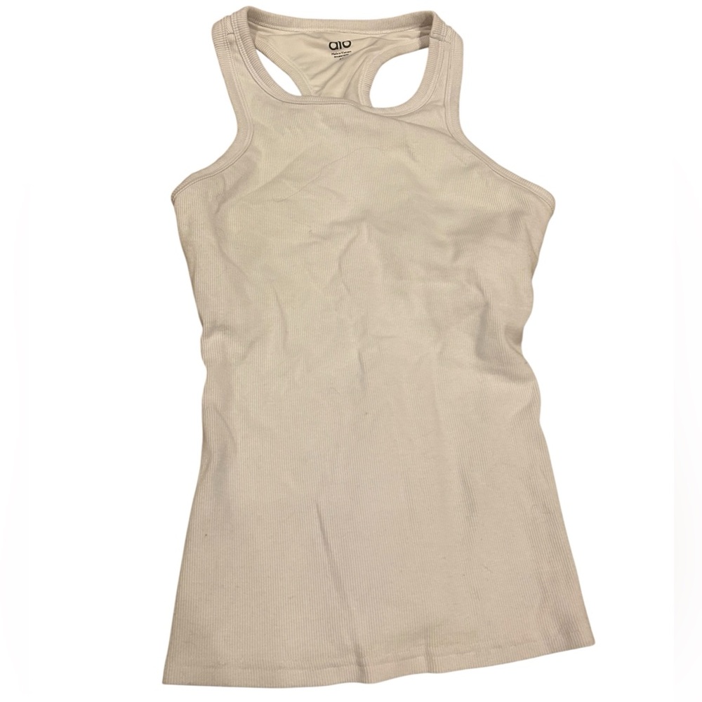 ALO RIBBED ASPIRE FULL LENGTH TANK white womens medium